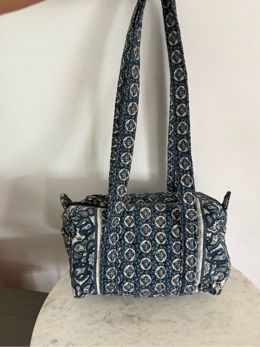 vintage Vera Bradley small Duffel Bag purse retired Indigo paisley pattern
